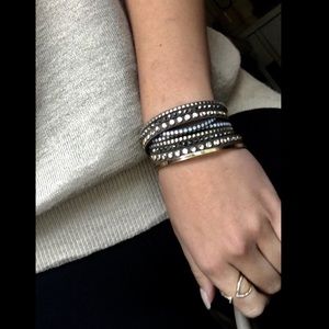 Swarovksi crystal snap bracelet in olive